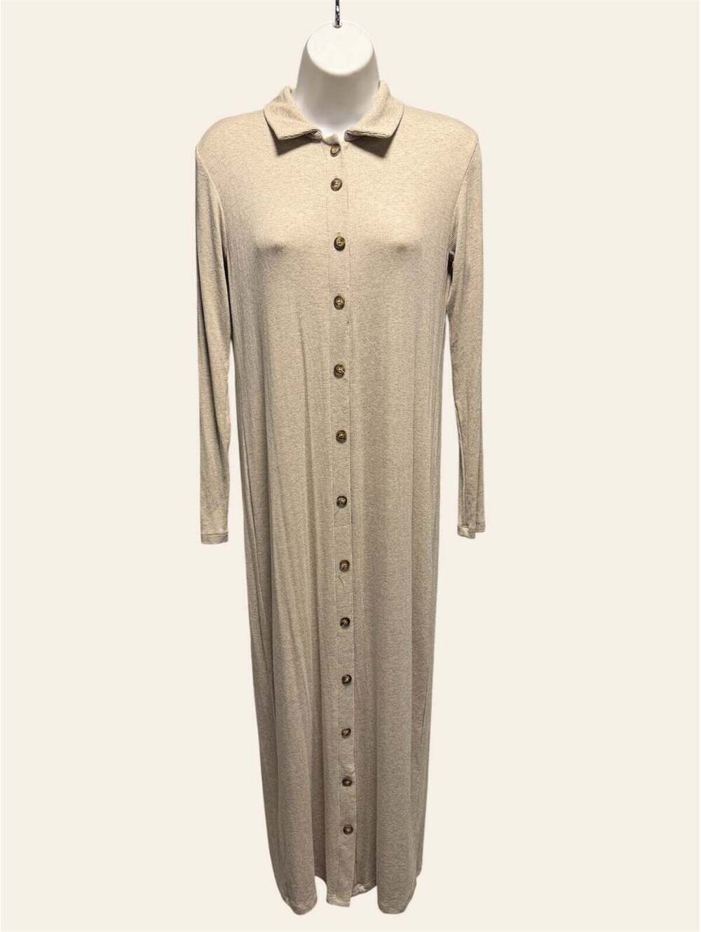 Third Button Down Ribbed Dress - Picture 2 of 3
